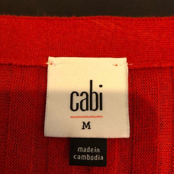 Cabi Passage red mixed ribbed knit snap front v neck cardigan size Medium #3888 - Picture 8 of 14